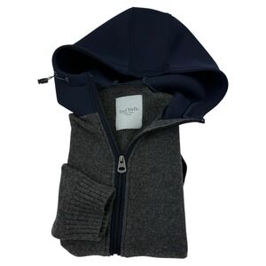 Fred Mello Gray Blue Lambswool Nylon Hooded Jacket Men's Size 2XL Full Zip